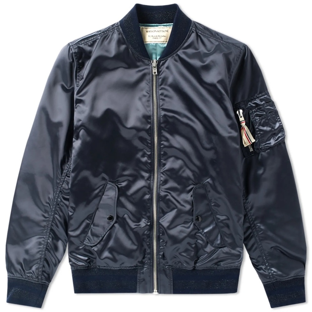 Maison Kitsune Satin Bomber Jacket Size XL